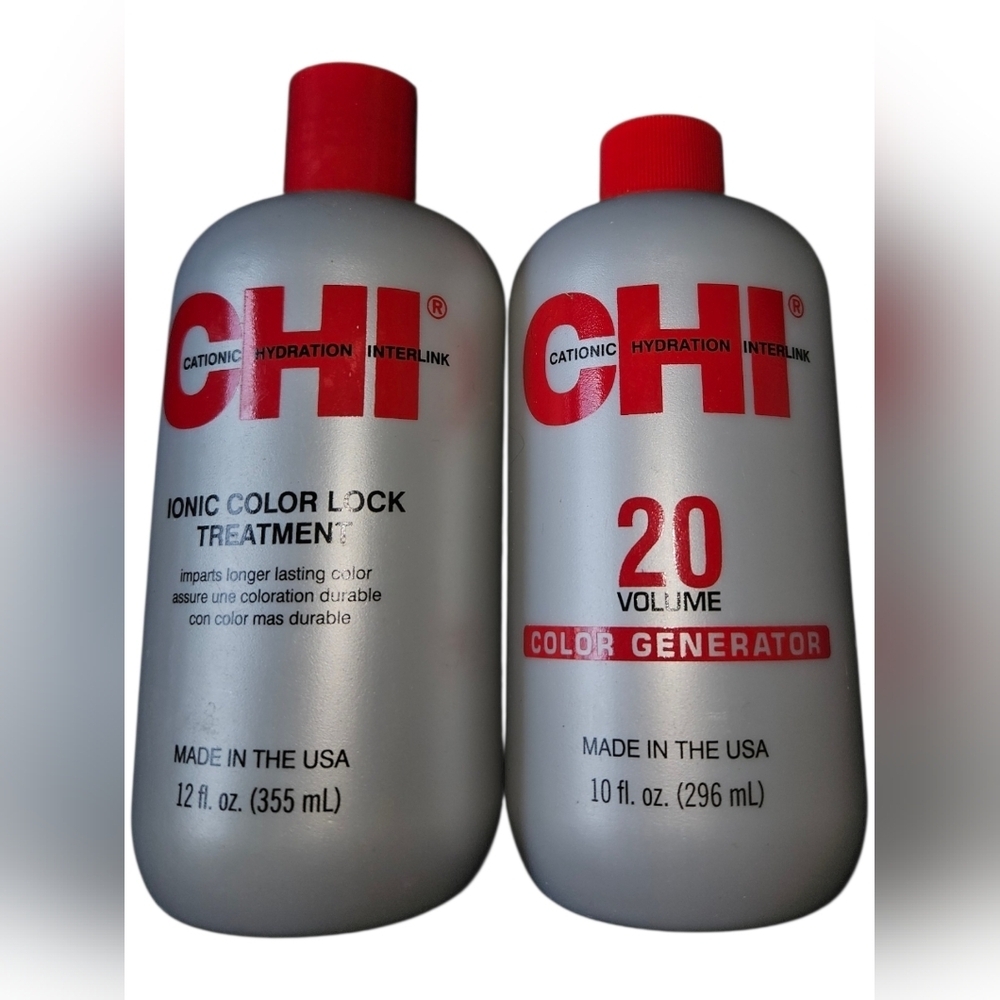 Chi Ionic Color Lock Treatment & 20 Volume Color Generator Bundle